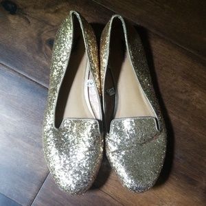 Gold Sequined Flats